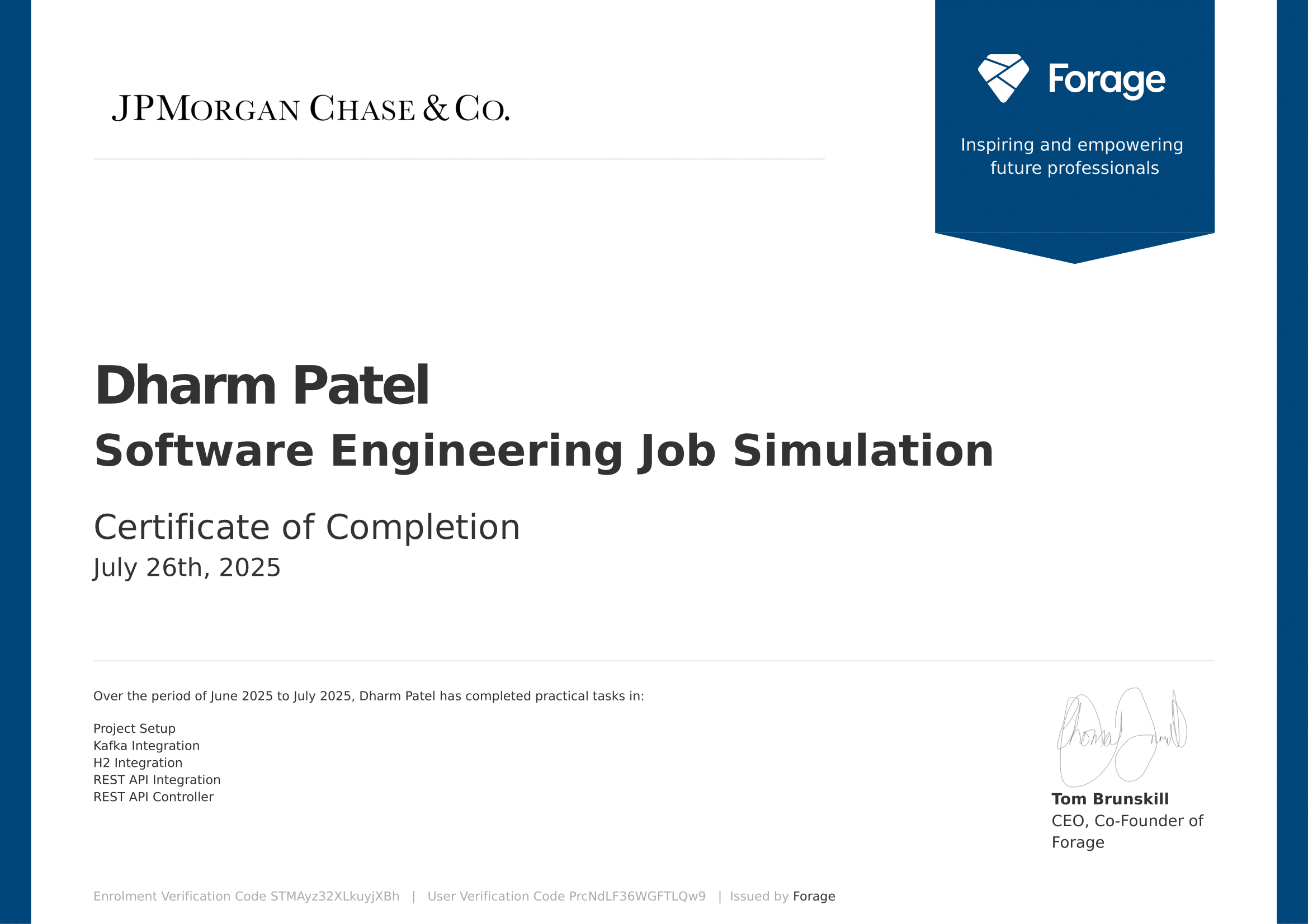 JPMorgan Certificate